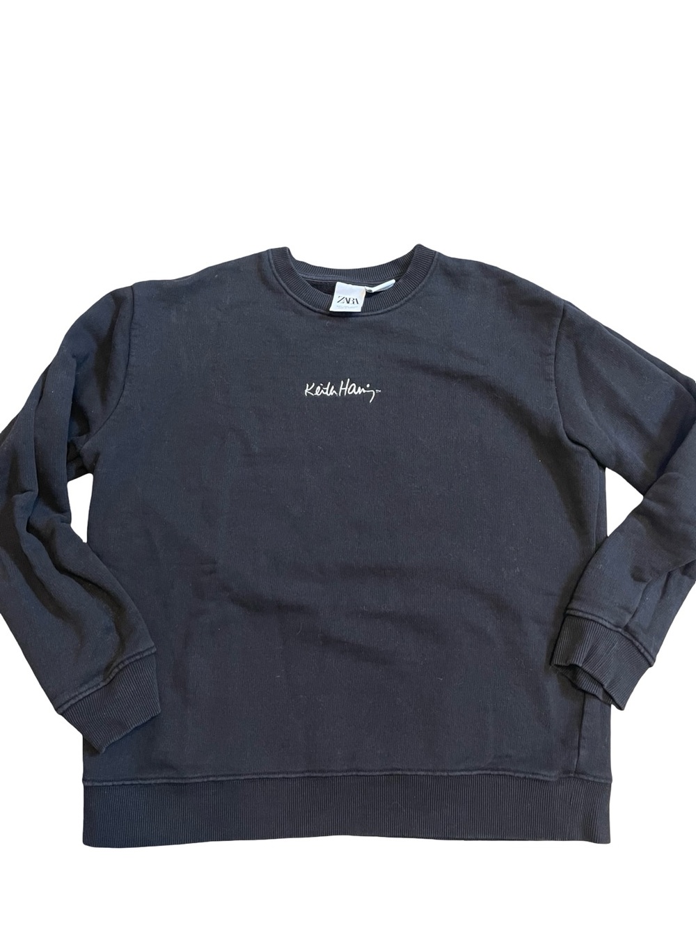 Zara x Keith Haring Collection"New York Artist" Black Crewneck Sweatshirt size L